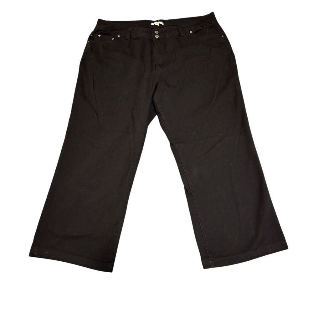 Woman Within Plus Size 24W Black Wide-Leg Pants Casual Pull‎ On